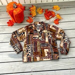 Woman's 1980’s Vintage Mixed Animal Print Gold Trim Jacket Medium Golden Girls